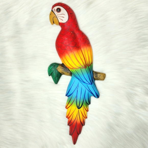 Vintage Mccaw Parrot Papier Mache Wall Hanging Hand Painted in Mexico - Picture 1 of 10